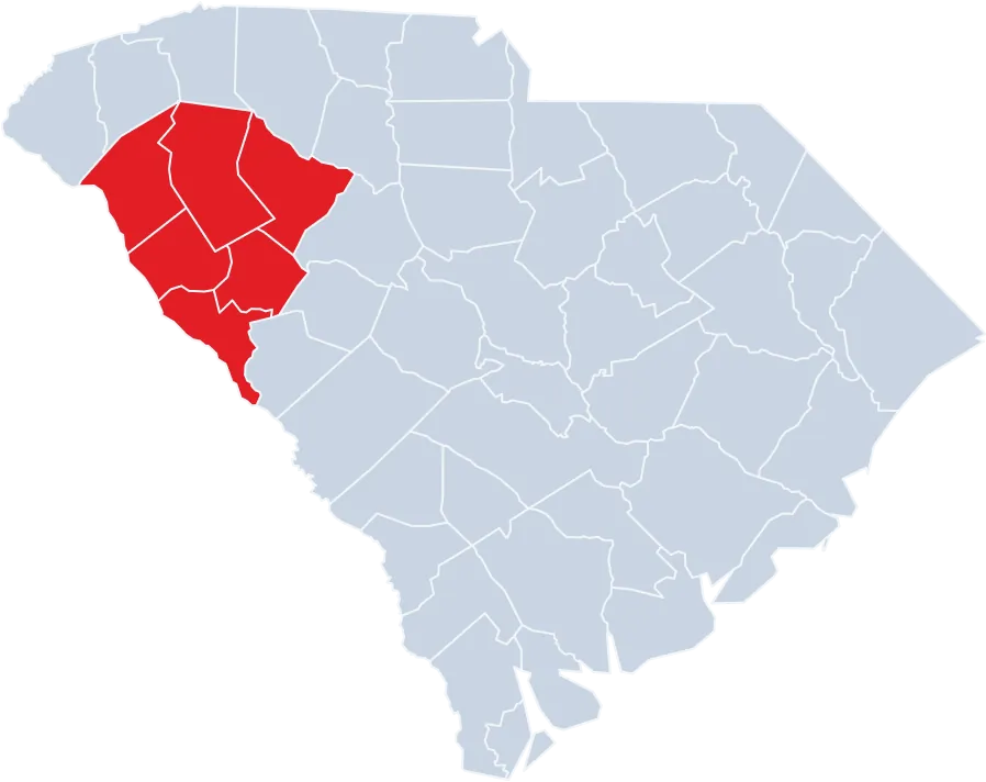 Service area map of Upstate South Carolina